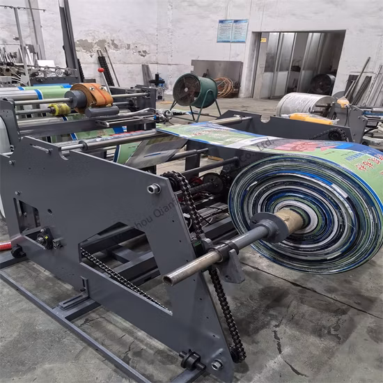 Máquina cortadora y cosedora de bolsas de arroz tejidas